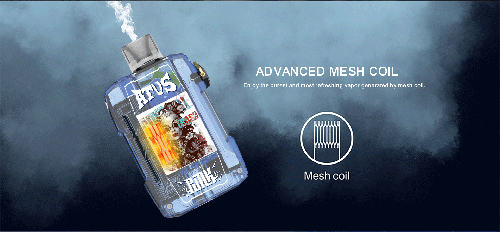 DE022-Vape desechable de 25000 bocanadas de 28 ml con pantalla táctil recargable y flujo de aire ajustable ATVS Vape