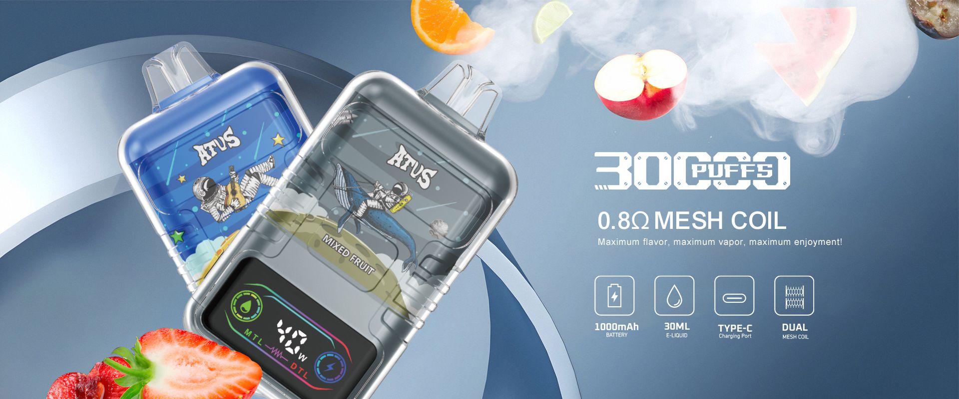 ATVS Vape Paraguay | Vaper Desechable Kit 18000, 25000, 30000, 40000, 45000 Puffs de Cápsulas Precargadas Caladas