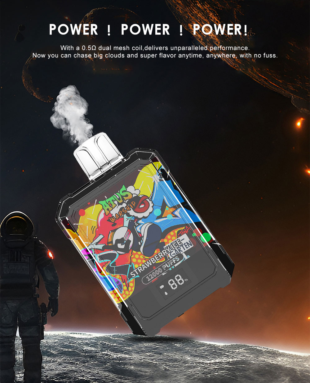 DE013A Caja de 12000 bocanadas de vape desechable con pantalla LED y flujo de aire ajustable ATVS Vape