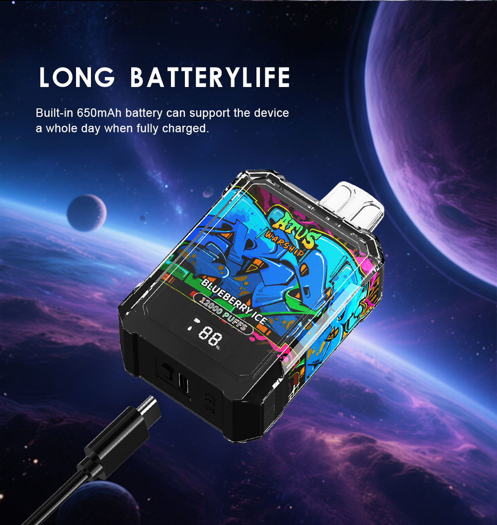 DE013A Caja de 12000 bocanadas de vape desechable con pantalla LED y flujo de aire ajustable ATVS Vape