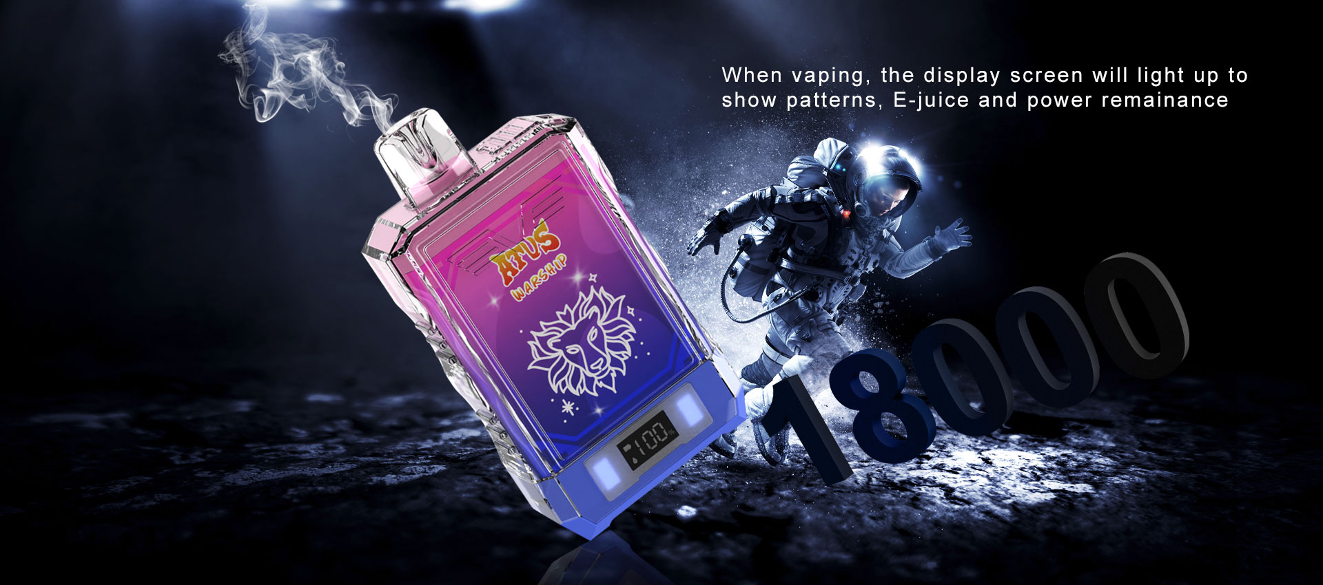 DE015 Caja de 18000 bocanadas de vape desechable con pantalla LED y flujo de aire ajustable ATVS Vape