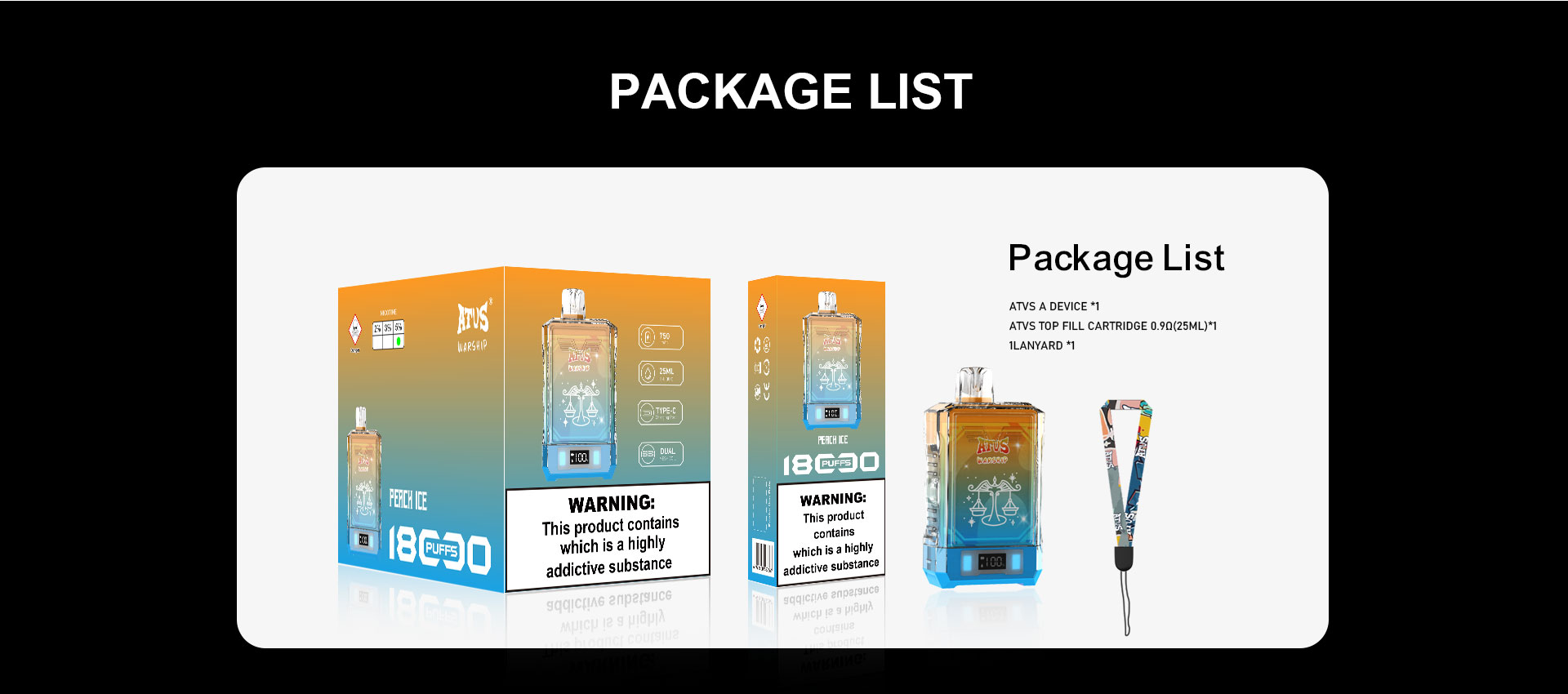 DE015 Caja de 18000 bocanadas de vape desechable con pantalla LED y flujo de aire ajustable ATVS Vape