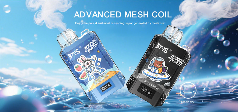 DE017 Caja de 30000 bocanadas de vape desechable con pantalla LED y flujo de aire ajustable ATVS Vape