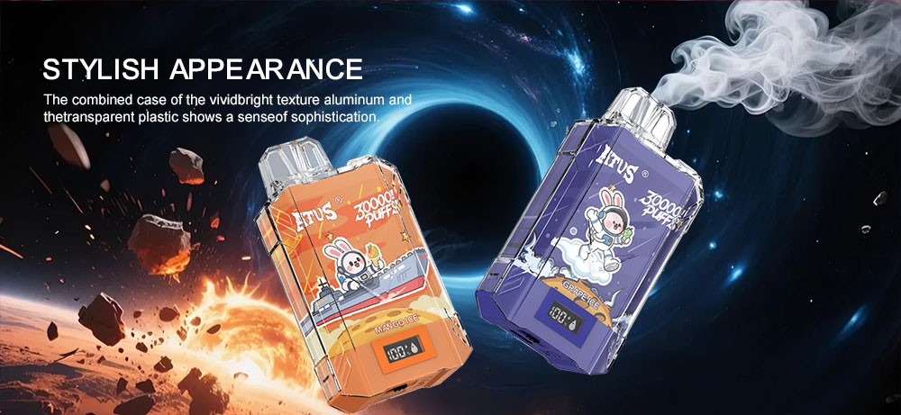 DE017 Caja de 30000 bocanadas de vape desechable con pantalla LED y flujo de aire ajustable ATVS Vape