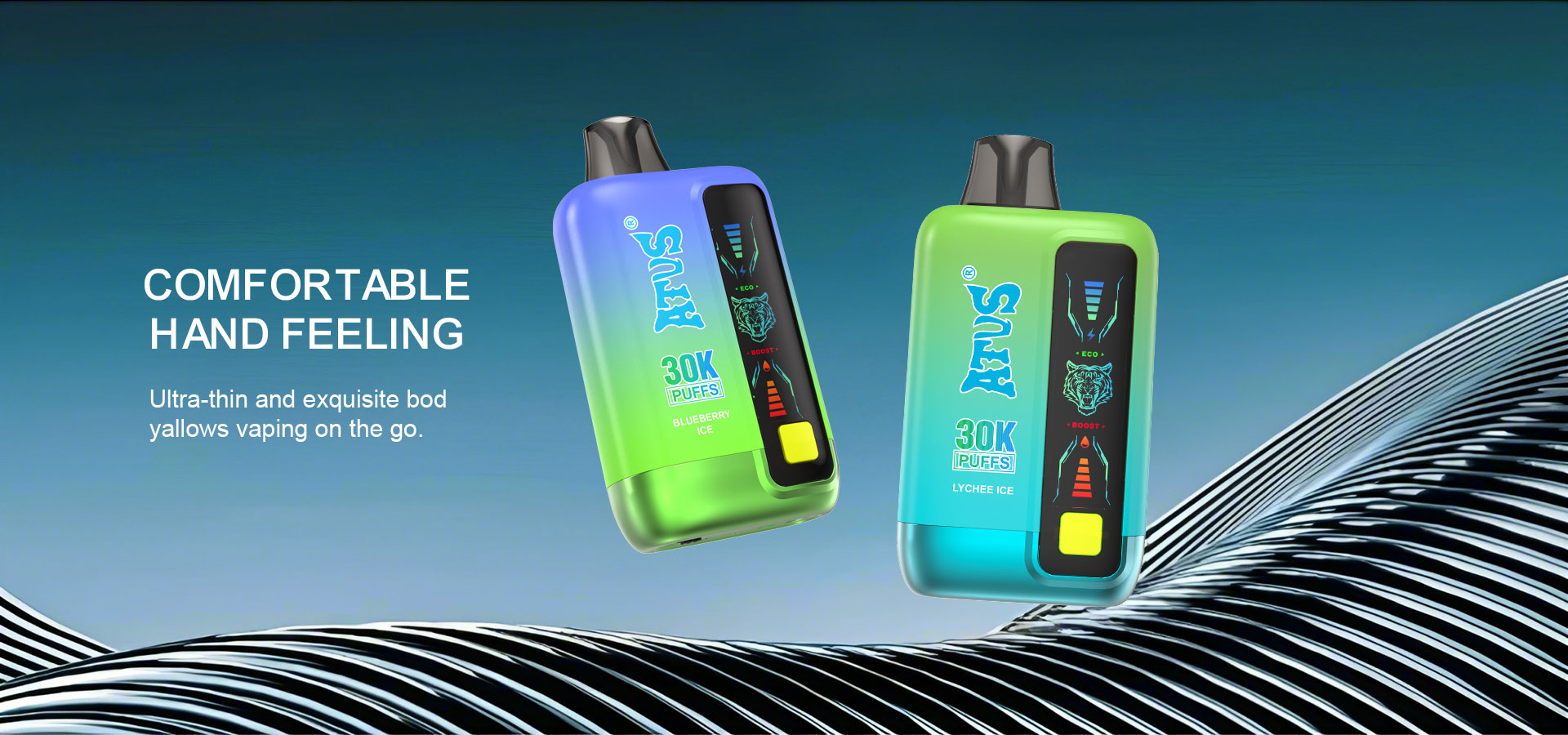 DE026 Vape desechable de 30000 bocanadas con pantalla LED y flujo doble bobina de malla MTL DTL ATVS Vape