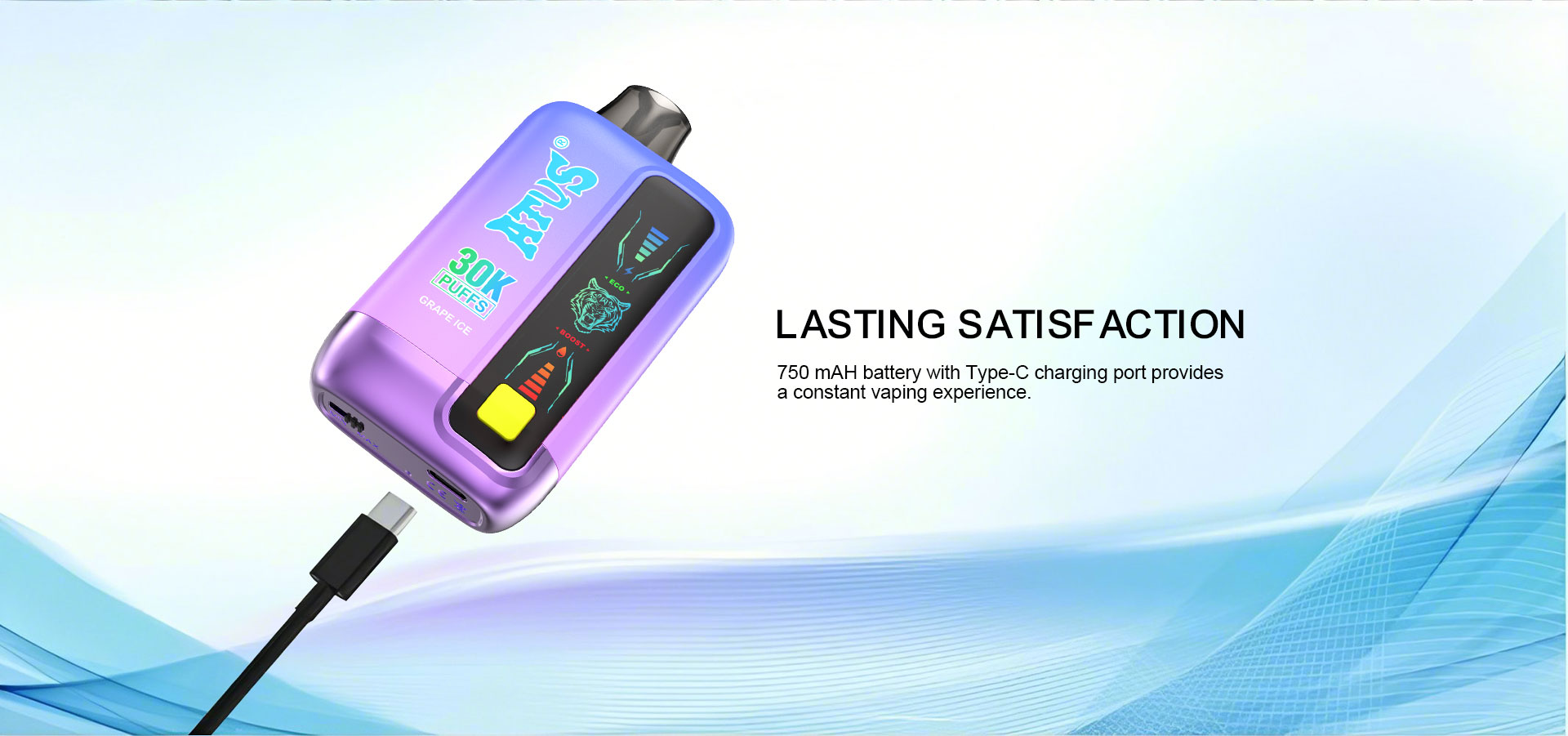 DE026 Vape desechable de 30000 bocanadas con pantalla LED y flujo doble bobina de malla MTL DTL ATVS Vape
